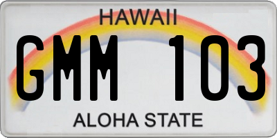 HI license plate GMM103