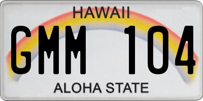 HI license plate GMM104