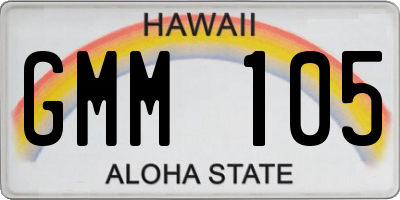 HI license plate GMM105