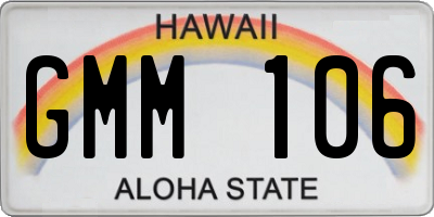 HI license plate GMM106
