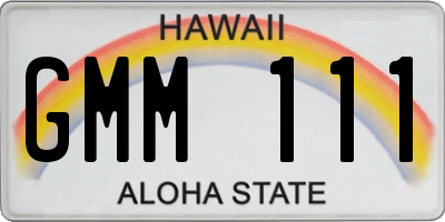 HI license plate GMM111