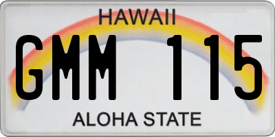HI license plate GMM115