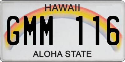 HI license plate GMM116