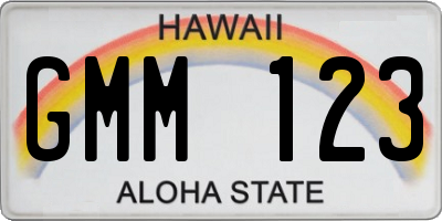 HI license plate GMM123