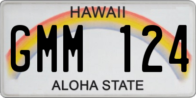 HI license plate GMM124