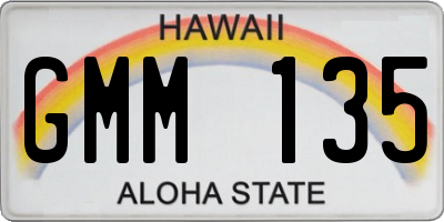 HI license plate GMM135