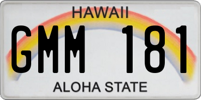 HI license plate GMM181
