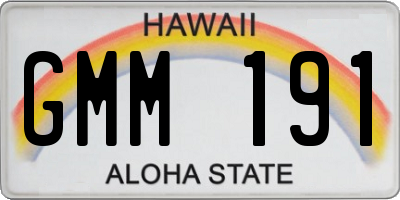 HI license plate GMM191