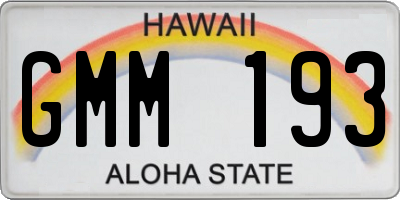 HI license plate GMM193