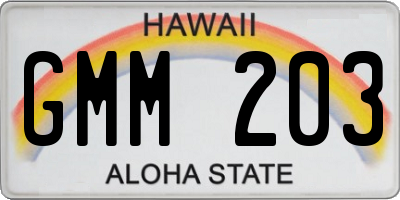 HI license plate GMM203