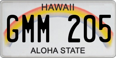 HI license plate GMM205