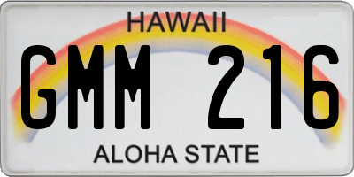 HI license plate GMM216