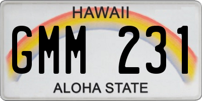 HI license plate GMM231