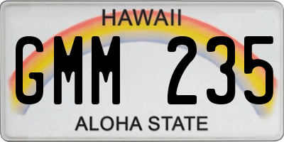 HI license plate GMM235