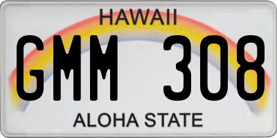 HI license plate GMM308