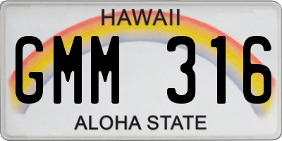 HI license plate GMM316