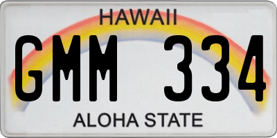 HI license plate GMM334