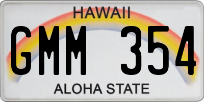 HI license plate GMM354