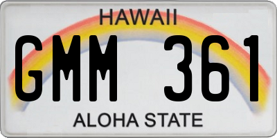 HI license plate GMM361