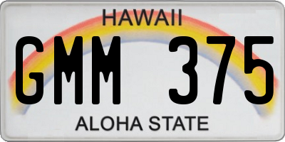 HI license plate GMM375