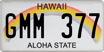 HI license plate GMM377