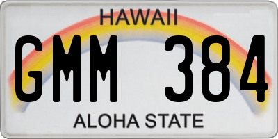 HI license plate GMM384