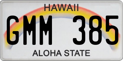 HI license plate GMM385