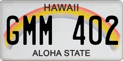 HI license plate GMM402