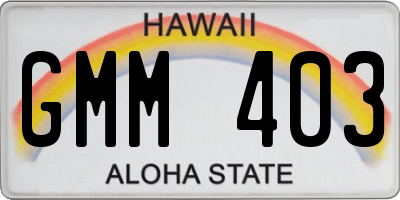 HI license plate GMM403