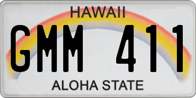 HI license plate GMM411