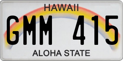 HI license plate GMM415