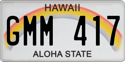 HI license plate GMM417