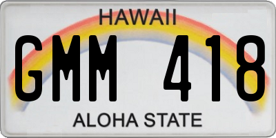 HI license plate GMM418