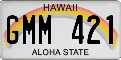 HI license plate GMM421