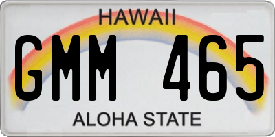 HI license plate GMM465