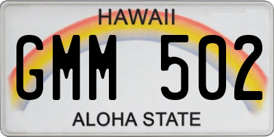 HI license plate GMM502