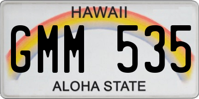 HI license plate GMM535