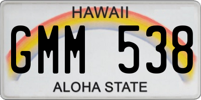 HI license plate GMM538