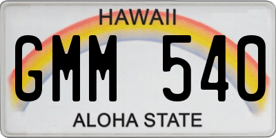 HI license plate GMM540