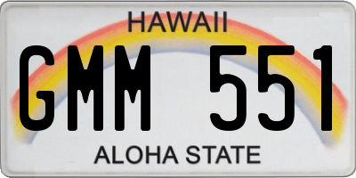HI license plate GMM551