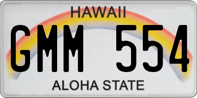HI license plate GMM554