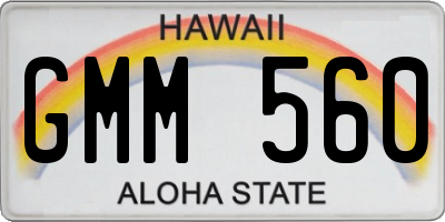 HI license plate GMM560