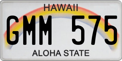 HI license plate GMM575