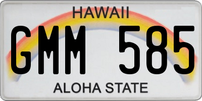 HI license plate GMM585