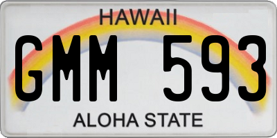 HI license plate GMM593
