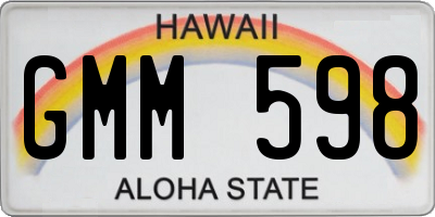 HI license plate GMM598