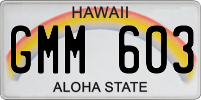 HI license plate GMM603