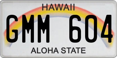 HI license plate GMM604