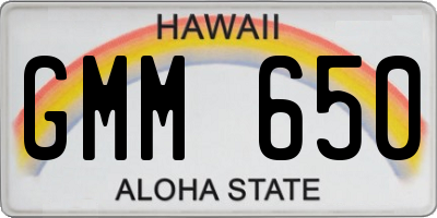 HI license plate GMM650