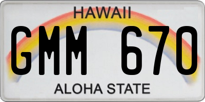 HI license plate GMM670